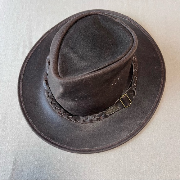 Overlander Genuine Leather Outback Hat XL Brown Aussie Bush Fedora - Picture 4 of 12